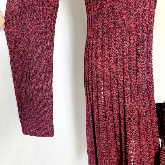 By Design Burgundy Open-Front Long Sweater with Loophole @ Waist, Size Medium - Picture 6 of 9